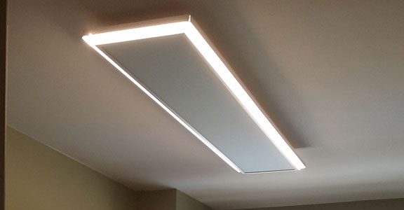 Infrared Heating Panel with integrated lights on ceiling